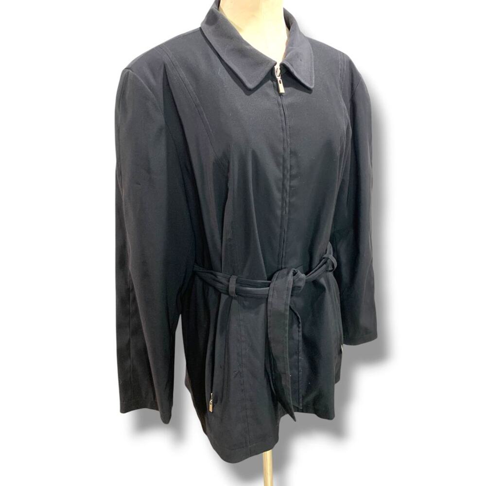 Size XL Braeton Womens Black Full Zip Trench Style Belted Jacket